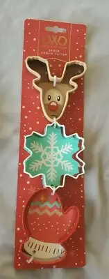 Cook with Color. 3pc Holiday Christmas Cookie Cutters. Deer, Snowflake, Mitten.