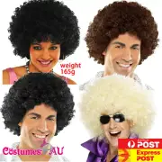 Mens Ladies Black Brown Blonde Funky Afro Wig 1970s 70s Disco Party Costume Wigs