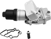 Jecoupoon Aluminium Oil Cooler Filter Housing with Oil Cooler Compatible with TT 07-14 A4 05-08 A3 04-13 Golf 04-07 06F115397E 06F115397F 06F115397H 06F115397J