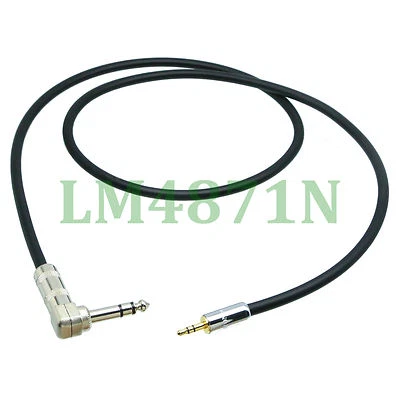 DIY Extension Cable Leads L-2T2S 3.5mm 1/8" plug stereo to 6.35mm 1/4" 90° TRS