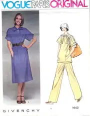 Vogue 1442 uncut sewing pattern 1970s Givenchy size 14 dress or tunic and pants