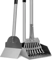 Upgraded Dog Poop Scooper with Rake Spade Waste Bag Adjustable Handle Rustproof