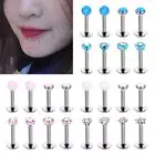 8X 3mm Opal Zircon Internal Thread Labret Steel Bar Monroe Lip Ear Stud Piercing