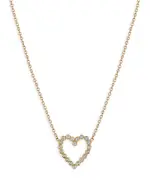 Zoe Chicco 14K Yellow Gold Bezel Diamonds Diamond Open Heart Pendant Necklace, 16-18