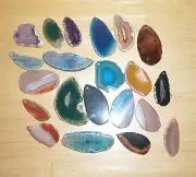Vintage dyed banded Brazilian agate slice slabs polished lot of 21