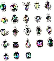 Mikinona 20PC Multicolored Ab Rhinestone Nail Art Gems Shiny Nail Crystals for DIY Jewelry for Salon Home Use Various Shapes for Random Styles