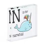 Letter N Is For Narwhal Acrylic Photo Block Frame Funny Unicorn Animal