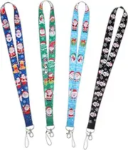 SHINEOFI 4Pcs Christmas Phone Lanyard Neck Straps for Id Cards and Mobile Phones Hanging Ropes