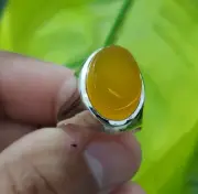 Yellow Agate Ring Natural Yellow Aqeeq Stone Beautiful Simple Akik Ring Unise