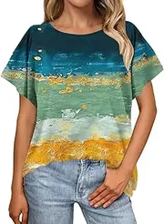 [Generic] Batwing Sleeve Oversized T Shirt Women's Loose Crew Top Womens Tops 3X Plus Size