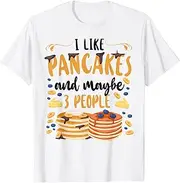 [X.Style] Pancake Lover Kids I Like Pancakes and Maybe 3 People ds1420 T-Shirt (L) White