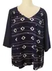 Roxy Size 10-12 S Boho Blue White Mauve Stripe Geometric Tribal Viscose Top NWT