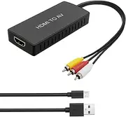 HDMI to AV Converter HDMI to Video Audio Adapter Supports PAL/NTSC Compatible with Roku Streaming Stick, Fire Stick, Apple TV, DVD, Blu-ray Player, HD Box ect (HDMI to RCA Converter)