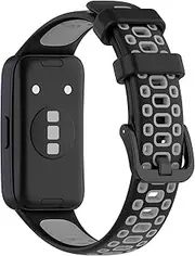 Disscool Replacement Adjustable Wrist Bands Compatible with Huawei Band 10/10 NFC/9/9 NFC/8/8 NFC, Soft Silicone Wrist Strap with Quick Release for Man Women(Black+Grey)