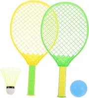Parliky 1 Set Badminton Racket Beginner Kit with Badminton Balls Lightweight Durable for Outdoor Fun for Parent Games Beach Backyard Activities Random Color