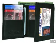 BLACK MEN'S GENUINE LEATHER ID WINDOW 12 CARDS FRONT POCKET TRIFOLD WALLET