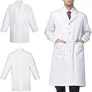 Scientist Long Sleeve Uniform White Lab Coat for Men and Women - Medical Clinic Doctor Workwear Unisex Adult Uniform - Doctor Nurse Coat