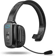 Trucker Bluetooth Headset with Noise Canceling Microphone & Mute Button - Up to 60Hrs Worktime, Wireless Headphones for PC Computer Cell Phone Driver Home Office Work (Black)