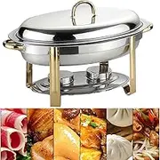 Stainless Steel Chafing Dish Buffet Set, 5.5L Full Size Oval Chafer Buffet Servers with Food Pan, Fuel Holders & Lid, Food Warmers for Party
