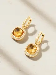 [David Yurman] David Yurman - Albion® 18-karat Gold, Citrine And Diamond Earrings - Orange - One size One size Orange