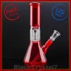 8" Ruby Red Ice Pick Beaker Hookah Bubbler Tobacco Smoking Glass Water Pipes