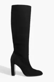 Stuart Weitzman Women's VIDA 100 Knee-High Black Suede Block Heel Boots - US 7.0