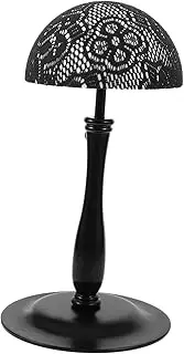 SHERCHPRY Lace Pattern Hat Display Stand Durable Wigs Holder for Baseball Cap Storage Organization Elegant Black Tabletop Rack for Wig Styling Display Reliable for Use