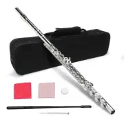 New 17 Key Closed Hole Flute Nickel Silver with Gloves Cleaning Rod Case