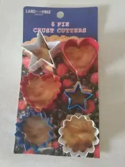 Land Of The Free Baking 6 Piece Pie Crust Cutter Set Variety New