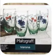 PFALTZGRAFF Tumbler Verona Florals Glassware Cooler 20 Oz Set of 4