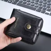 Men's Leather Wallet Bifold Purse Front Pocket ID Card Holder Zipper Billfold US