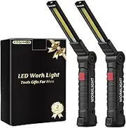 LED Work Light, Coquimbo COB Rechargeable Work Lights with Magnetic Base 360°Rotate and 5 Modes Bright LED Flashlight Inspection Light for Car Repair, Household and Emergency Use (2 Pack, 27x4.5cm)