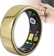 Men Women Health Ring, IP68 Waterproof Wearable Fitness Ring Smart Ring,with Waterproof Fitness Ring for Activity Monitoring/Steps/Distance/Calories Smart Ring Health Tracker Gold 13#