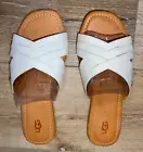 NIB New In Box UGG Kenleigh White Leather Slides Comfort Sandals women size 8