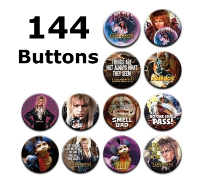 144 NEW WHOLESALE 1.25 inch Pinback Button Assortment - Labyrinth the Movie