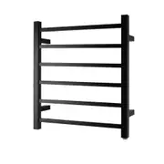 AQUAPERLA 6-Bar Heated Towel Rail - Square Bars - Black (W620mm x H674mm)
