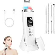 Skin Scrubber, Ultrasonic Pore Cleaner, Face with 4 Modes, Red Blue Light, Blackhead Removal, Blackhead Remover, Ultrasonic Device for Nose, Acne, Pimple Cleaner, Blackhead Remover, Pimple Remover