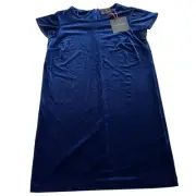 Cynthia Rowley Dress Womens Medium Blue Velour Mini Shift