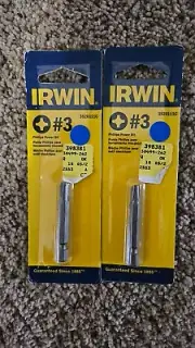 LOT OF 2 Irwin 3520111C #3 Phillips Power Bits, FREE SHIPPING