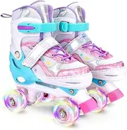 Toddler Roller Skates for Girls Kids Boys, 4 Size Adjustable with Light Up Wheels