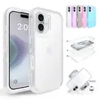 For iPhone 16e 15 16 Pro Max 14 13 Shockproof Hybrid Defender Clear Rugged Case