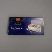 TableCraft Stainless Steel Bar Caddy set w/ tongs ~ 4 Compartments ~ NEW in box