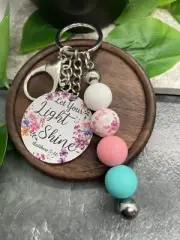 4" Silver-Tone Silicone Beaded Charm Scripture Keychain New Free Ship A4047