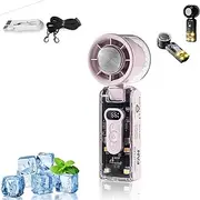 IceRush Turbo – Handheld Fan with Instant Cooling Plate & LED Light, Portable Handheld Turbo Fan,High Speed Folding Refrigeration with 5 Speeds,135° Tilt Foldable, for Travel, Office, Home (pink)