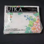 Vintage Twin Fitted Bed Sheet Utica by J.P. Stevens Percale Lace & Flowers 1981