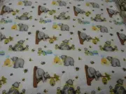 Honey Bear & Bees White Flannelette Cotton Fitted Cot Sheet Handmade