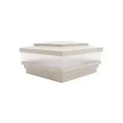 5" Sq. Cape May Scallop Lens Low Voltage LED Lighted Vinyl Post Cap - Khaki