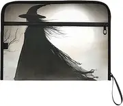 YMXFXP Expandable Filing Folder Witch Moon Forest, 13-Pocket Funny Cute Design with Sticky Labels, A4 Letter Size Document Organizer for Office, School, Boys, Girls
