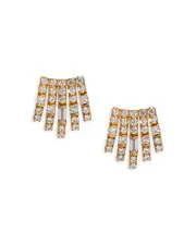 Nadri Cubic Zirconia Multi Row Stud Earrings in 18K Gold Plated