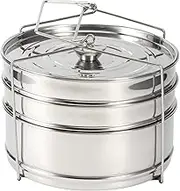 Stainless Steel Steamer Cooker Pot Set, 3 Tier Stackable FoodSteamer Cooking Pot Accessories Dishwasher Safe with Handle for Steaming Rice Vegetables Meat Fish Soup